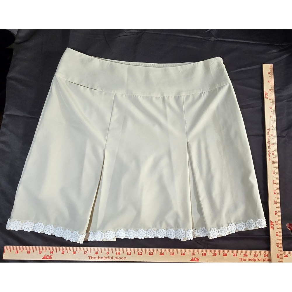 GOLFTINI 10 Badminton skort ivory cream beige neutral white eyelet trim light